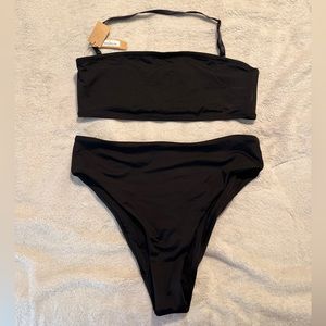 NWT SKIMS Swim Mid Waist Bottom in Onyx, Size Large
